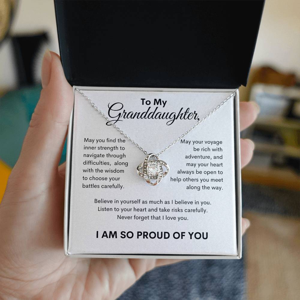 To My Granddaughter, Love Knot Necklace
