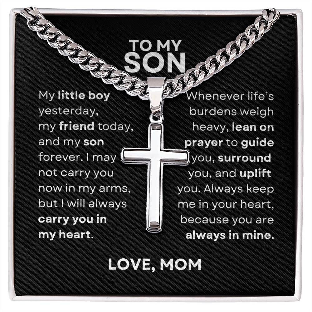 Son, Artisan Cross on Cuban Chain