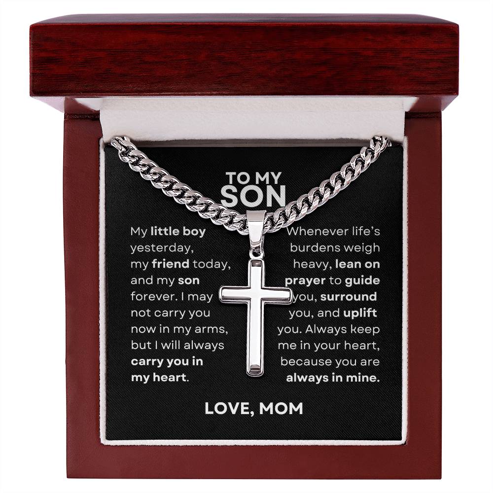 Son, Artisan Cross on Cuban Chain