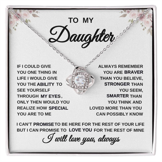 To My Daughter, Gold Necklace, Love Knot Necklace